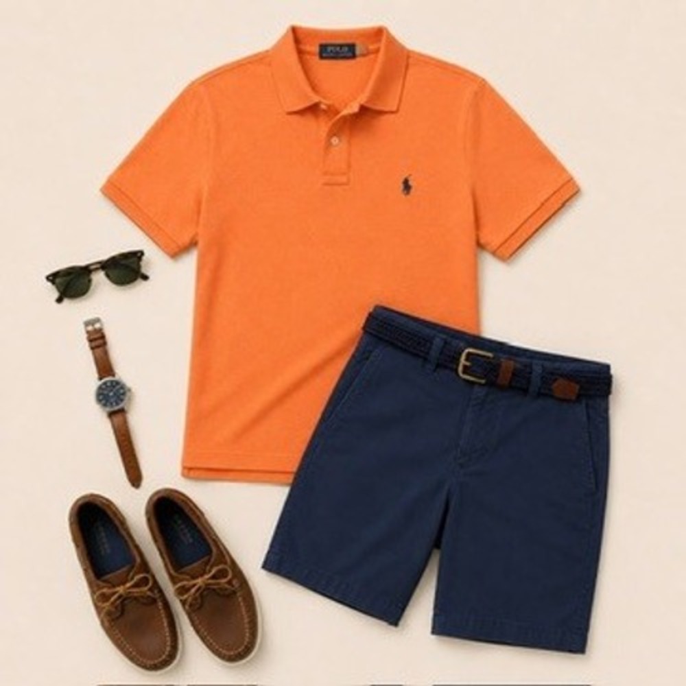 Polo Ralph Lauren Men's Orange Heather Short Sleeve Pony Polo Shirt Size XXL‎